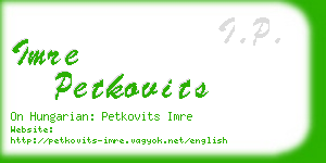 imre petkovits business card